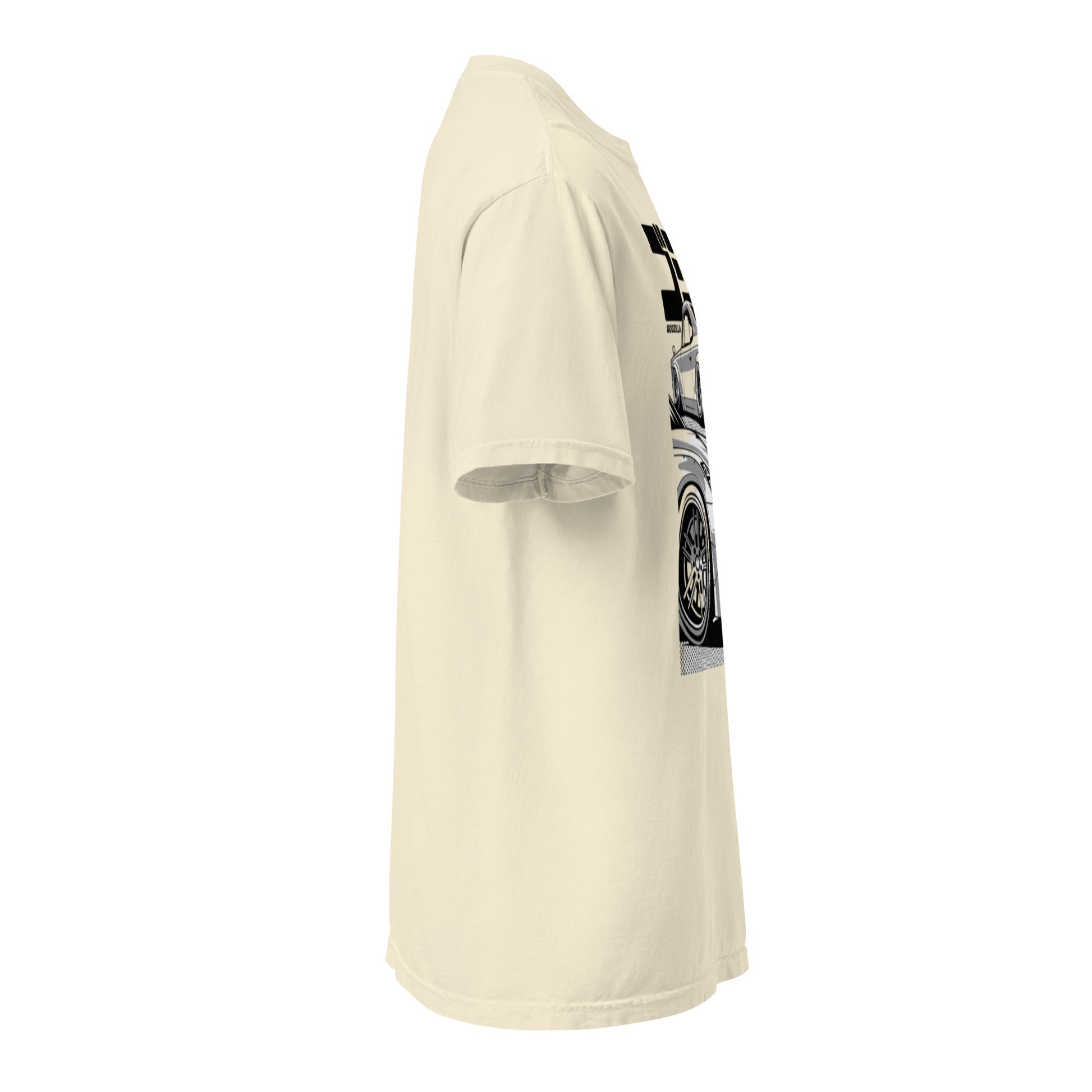 Garment dyed relaxed fit t-shirt side view
