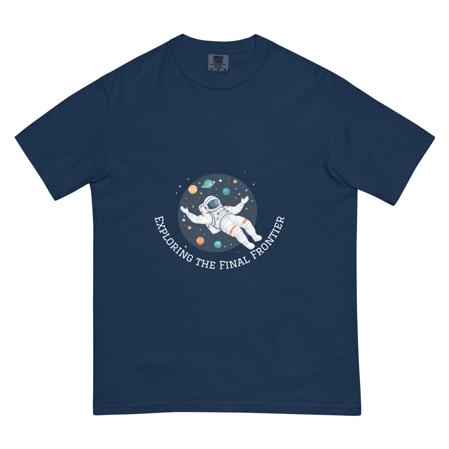 Unisex model wearing garment-dyed t-shirt outdoor