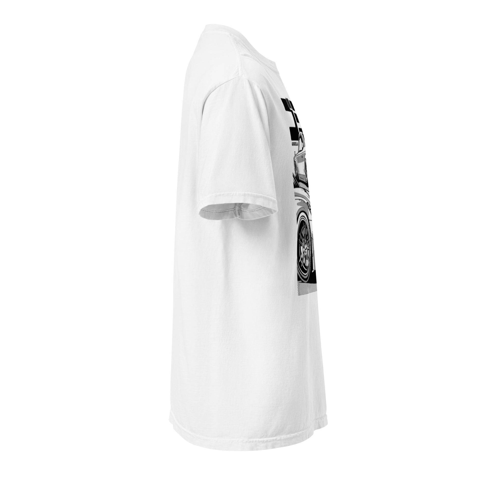 Garment dyed relaxed fit t-shirt side view