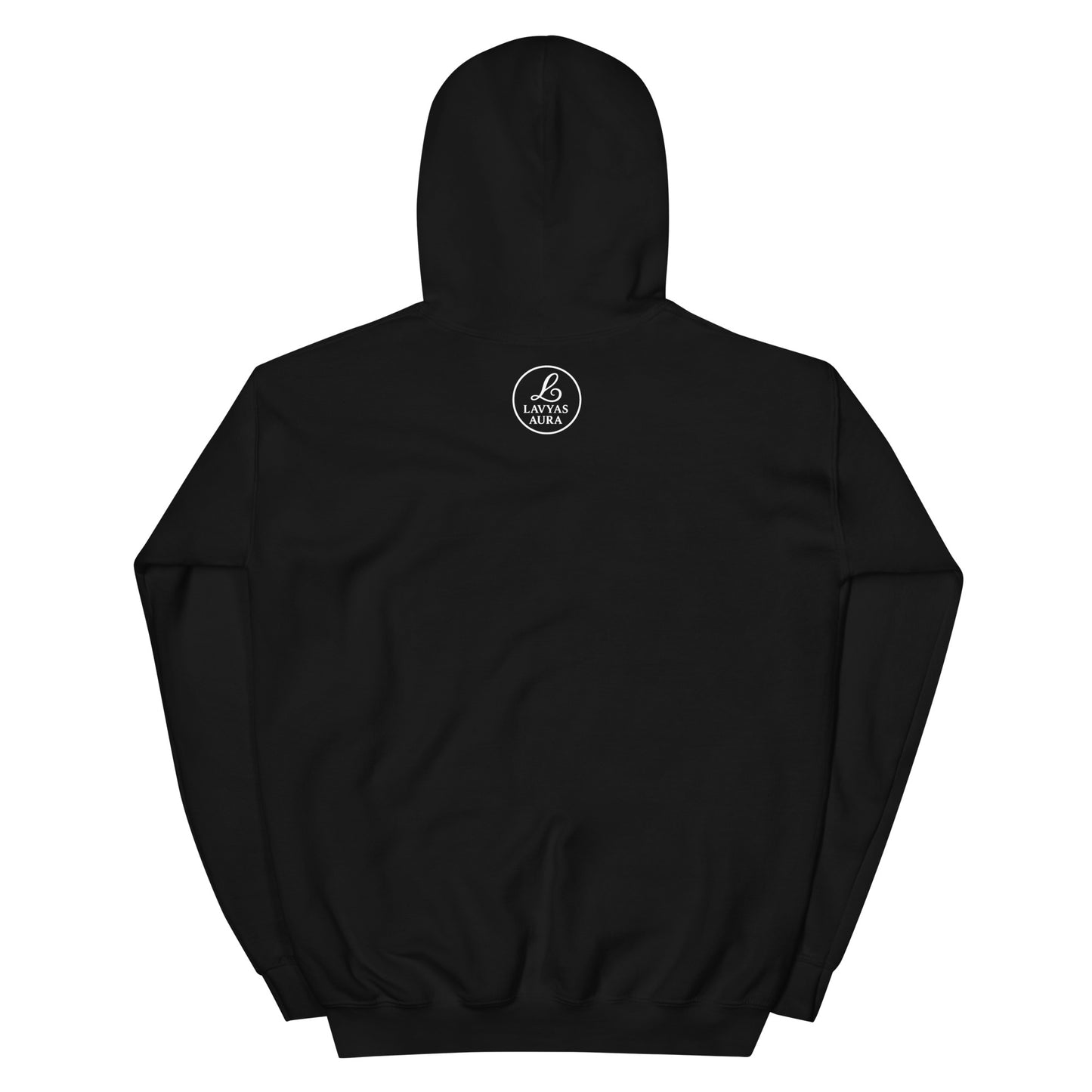 Back view of organic hoodie by Lavyas Aura