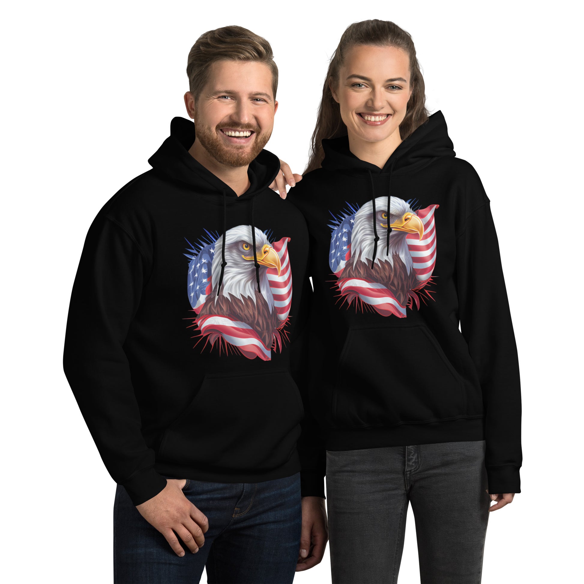 Black hoodie front view unisex style USA