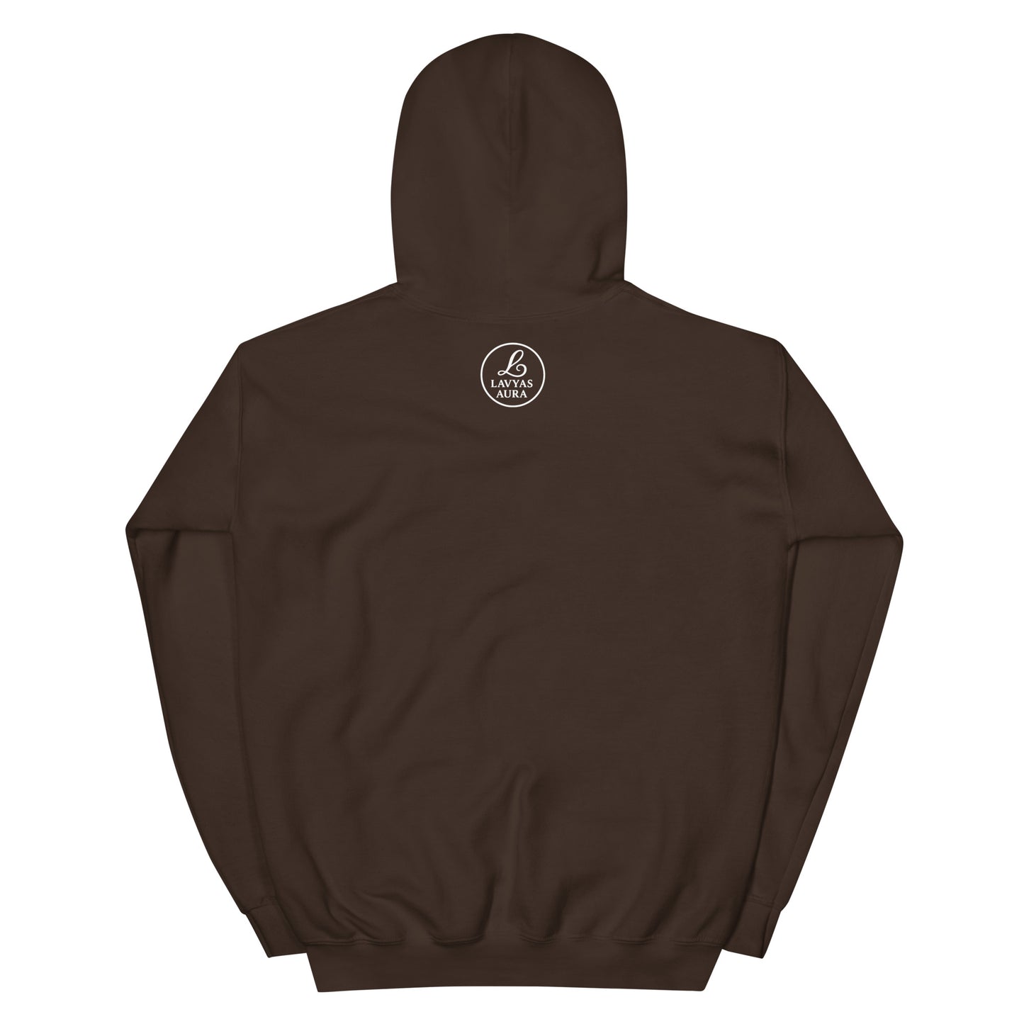 Back view of organic hoodie by Lavyas Aura