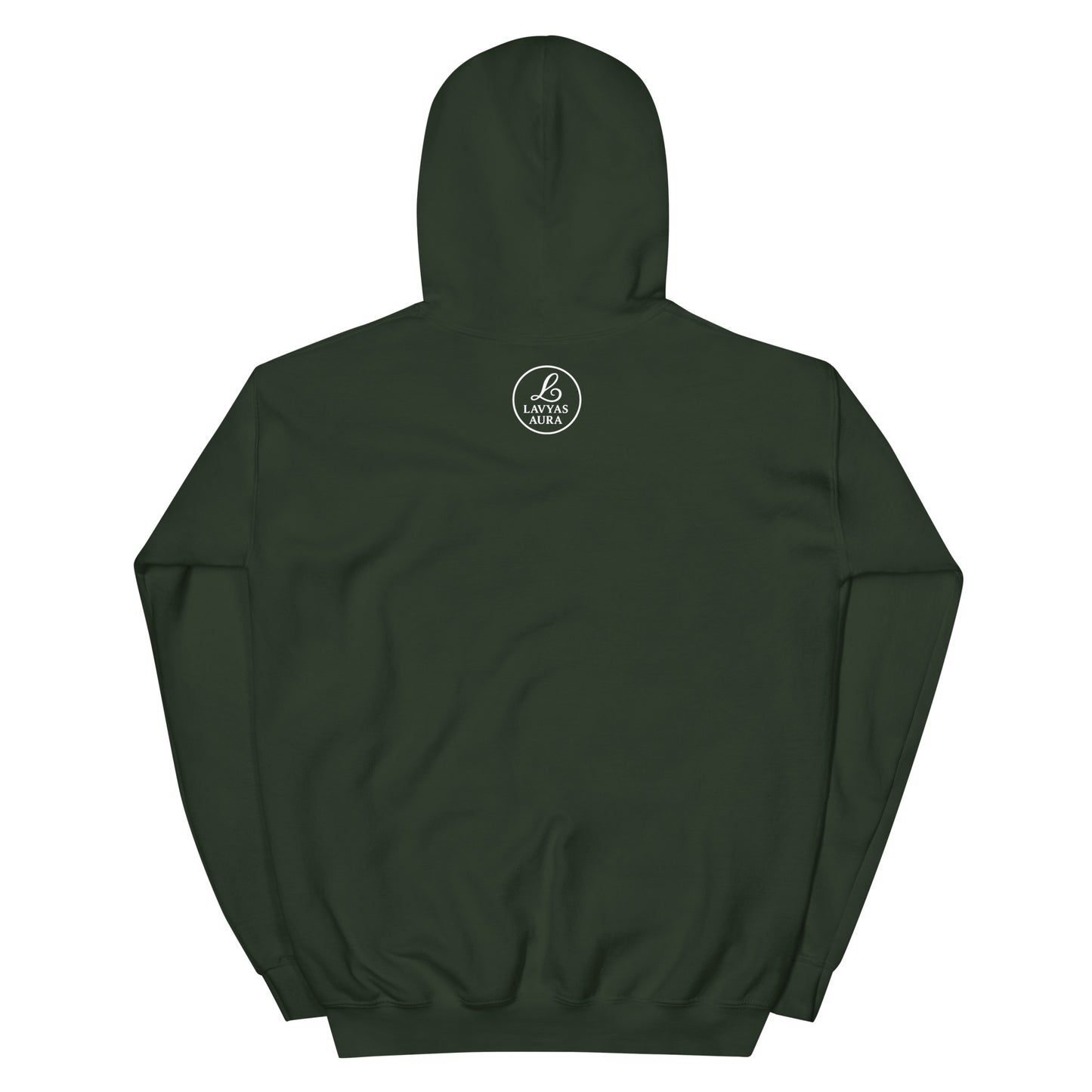 Back view of organic hoodie by Lavyas Aura