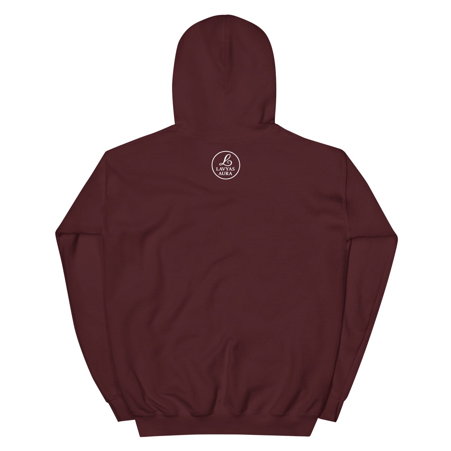 Back view of organic hoodie by Lavyas Aura