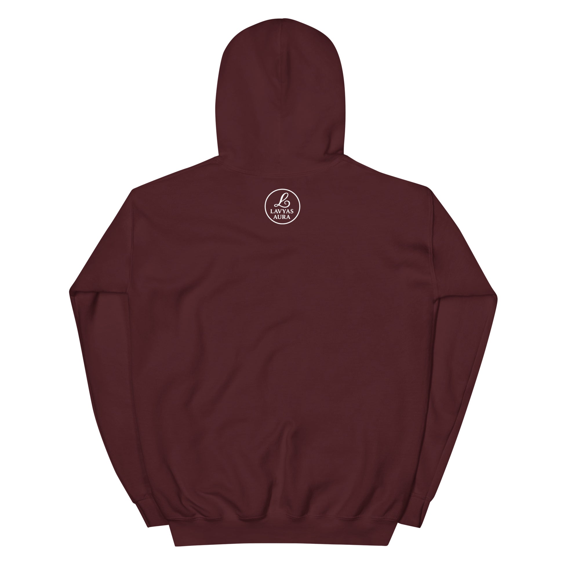 Back view of organic hoodie by Lavyas Aura