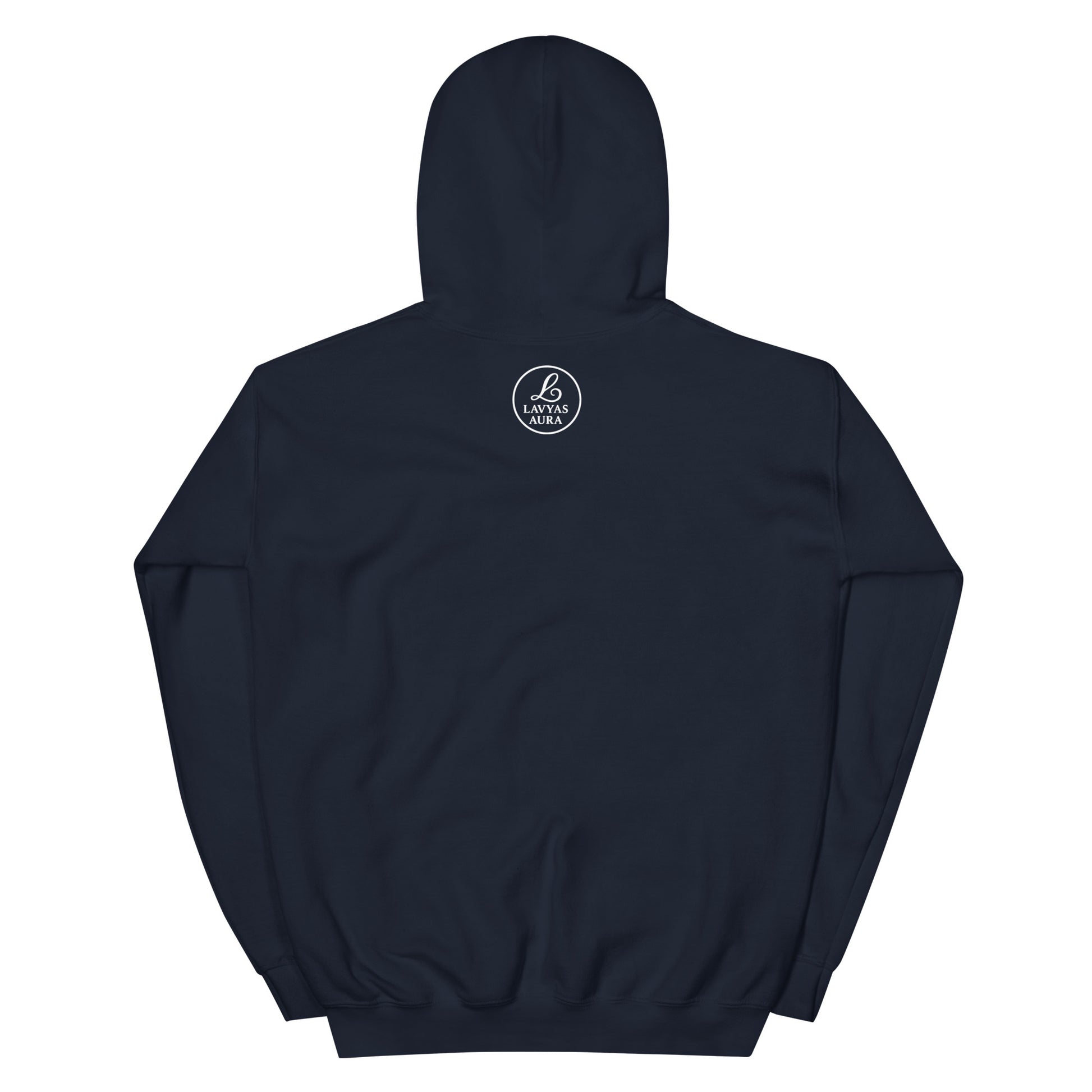 Back view of organic hoodie by Lavyas Aura
