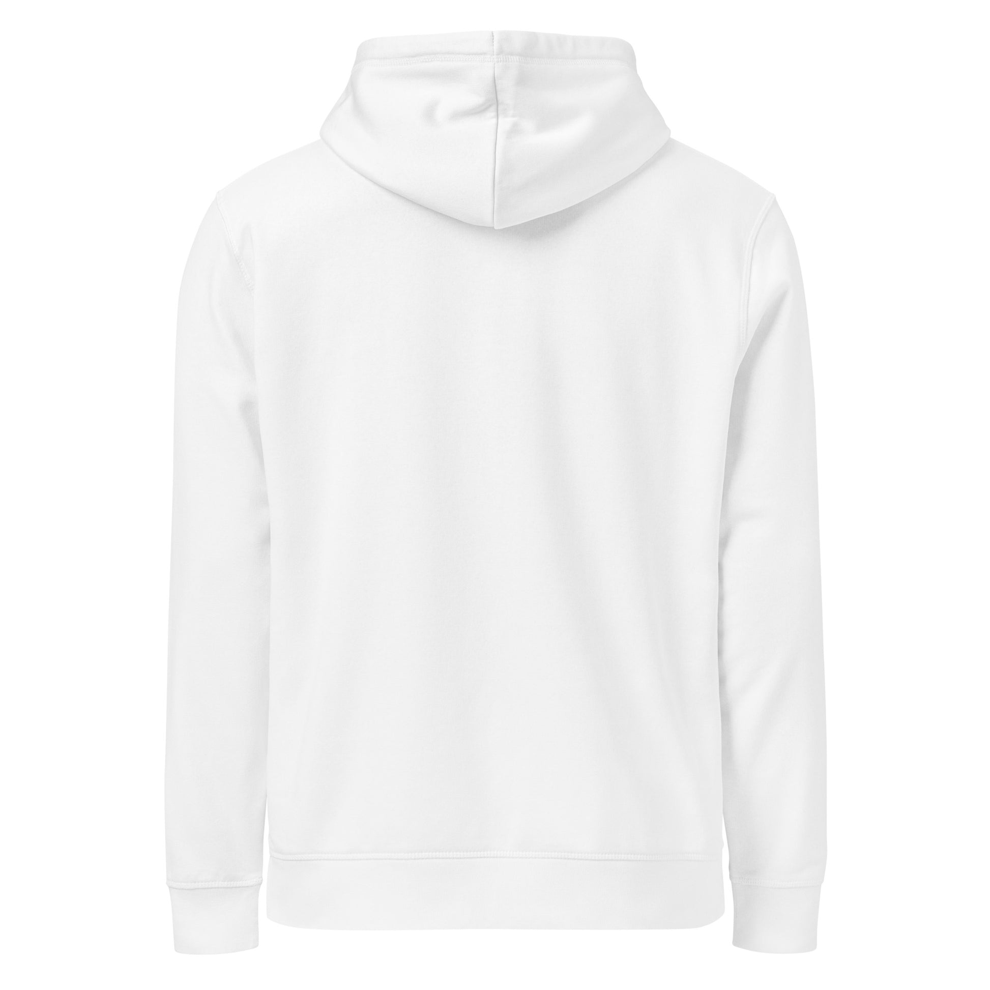 Midweight hoodie back view – unisex fit, minimalist look