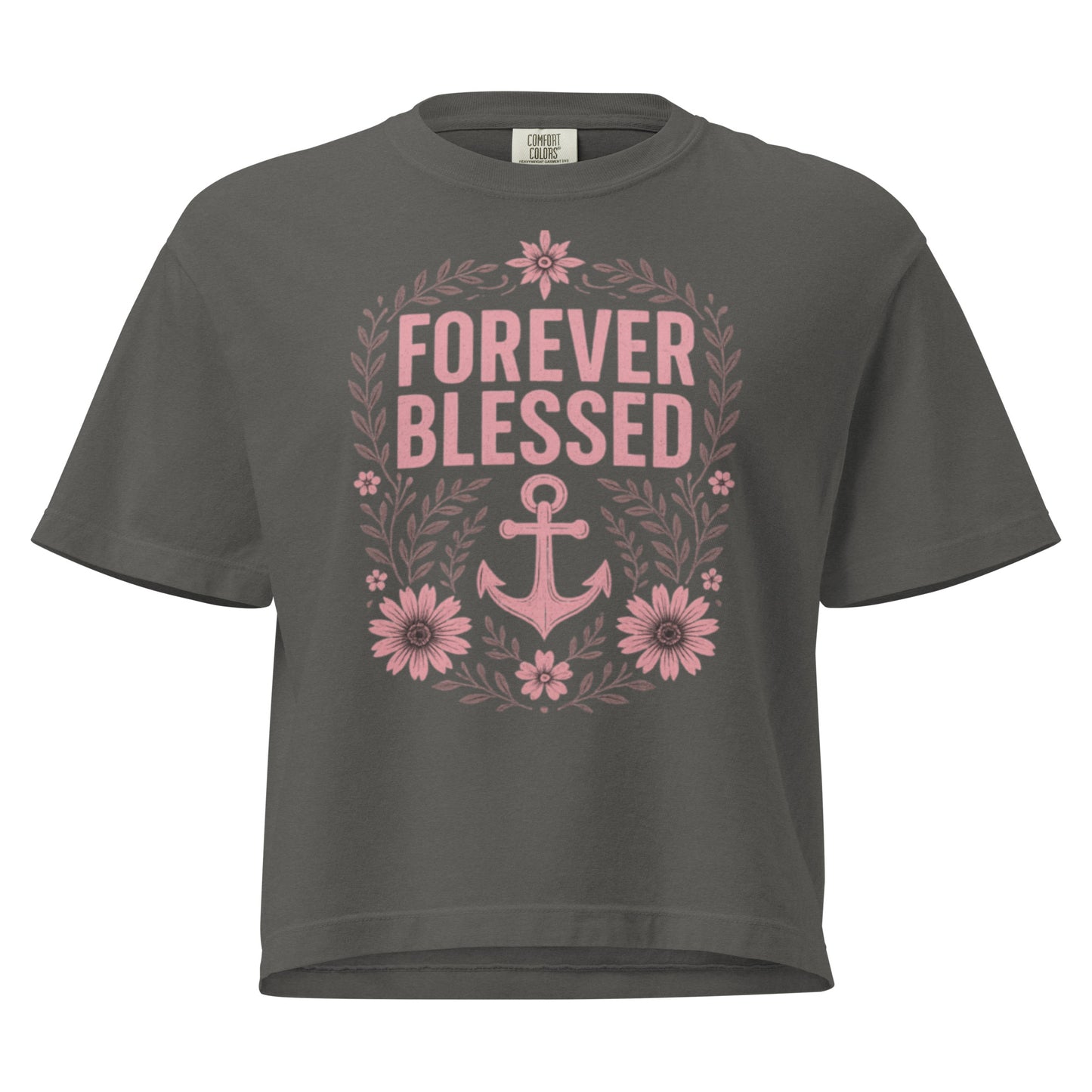 Front view of women's boxy heavyweight t-shirt USA fit